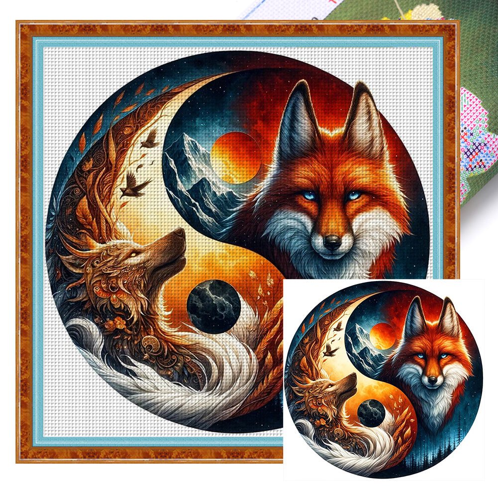 Huancan - Tai Chi Yin And Yang - Fox - 45*45CM 11CT 3 Stamped Cross Stitch