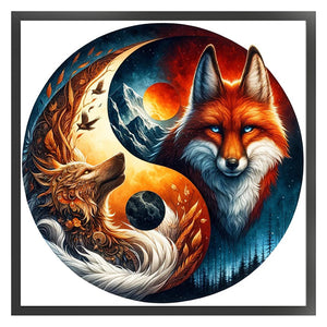 Huancan - Tai Chi Yin And Yang - Fox - 45*45CM 11CT 3 Stamped Cross Stitch