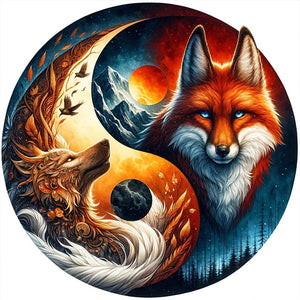 Huancan - Tai Chi Yin And Yang - Fox - 45*45CM 11CT 3 Stamped Cross Stitch