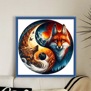 Huancan - Tai Chi Yin And Yang - Fox - 45*45CM 11CT 3 Stamped Cross Stitch