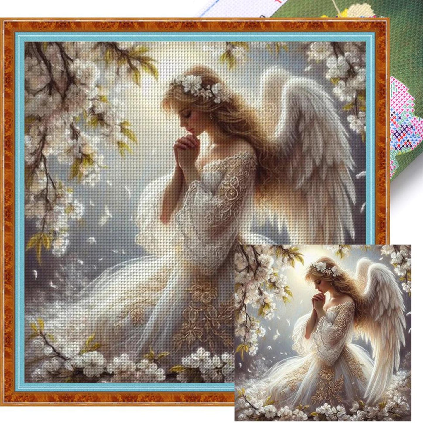Praying Angel Girl - Full 11CT Stamped Cross Stitch 50x50CM - Yishu