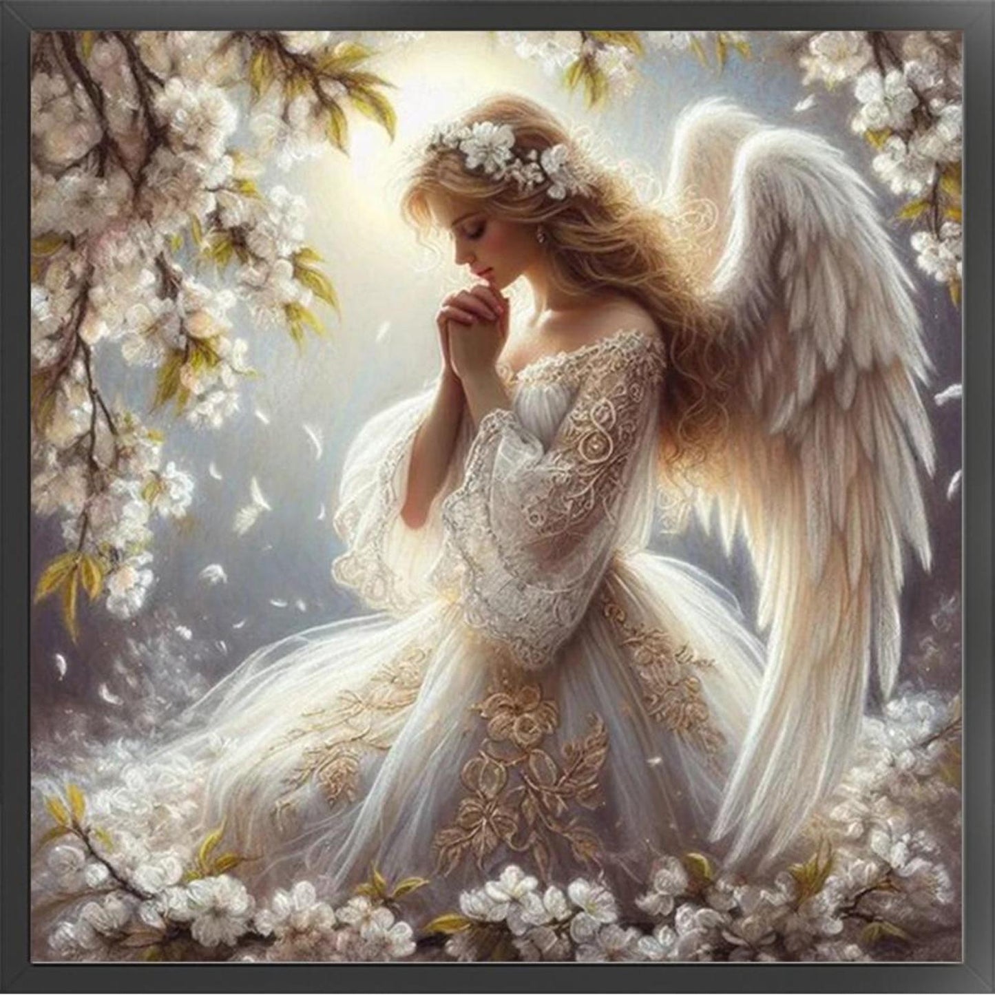 Praying Angel Girl - Full 11CT Stamped Cross Stitch 50x50CM - Yishu