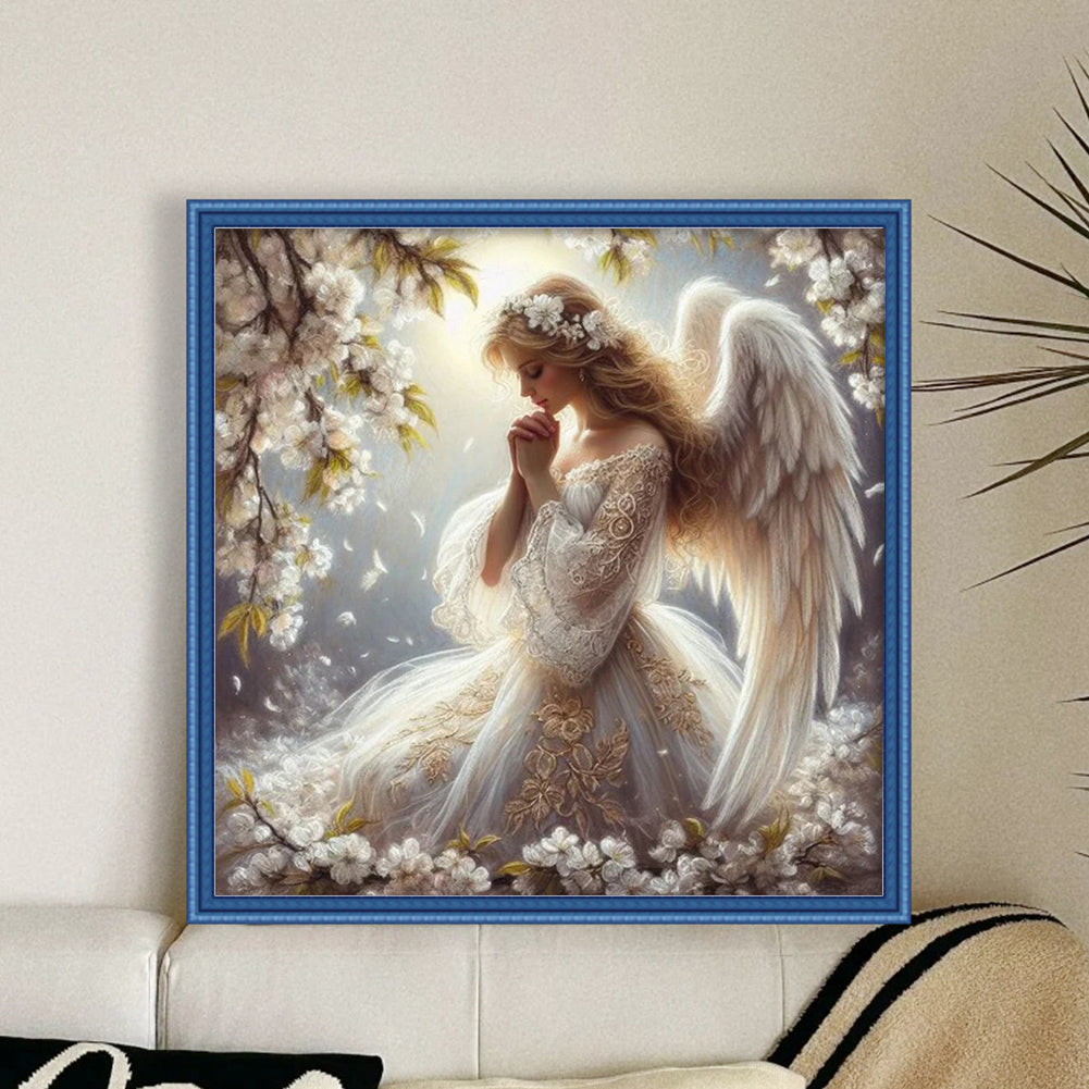 Praying Angel Girl - Full 11CT Stamped Cross Stitch 50x50CM - Yishu