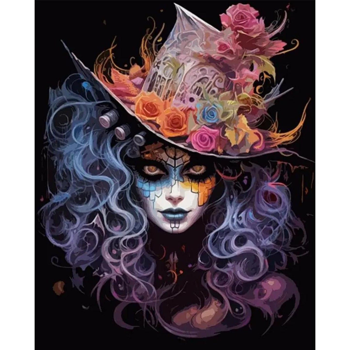 Girl With Weird Makeup - Full 11CT Stamped Cross Stitch 40x50CM - Yishu