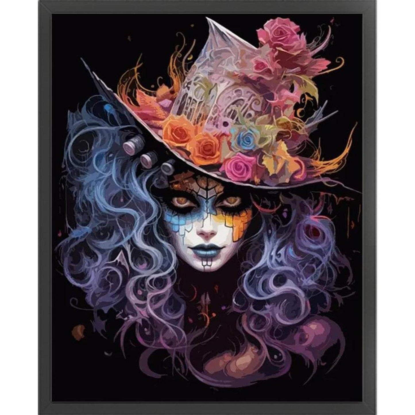 Girl With Weird Makeup - Full 11CT Stamped Cross Stitch 40x50CM - Yishu