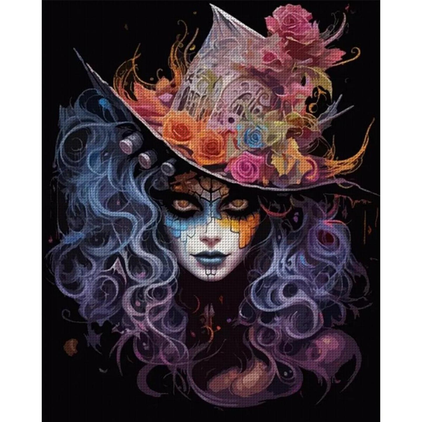 Girl With Weird Makeup - Full 11CT Stamped Cross Stitch 40x50CM - Yishu