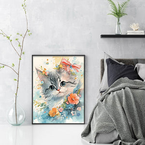 Yishu - Sweet Cat - 40*55CM 11CT 3 Stamped Cross Stitch