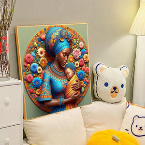 Black Mother And Child 40*40CM(Canvas) Full Round Drill Diamond Painting