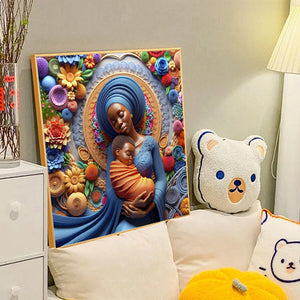 Black Mother And Child 40*40CM(Canvas) Full Round Drill Diamond Painting