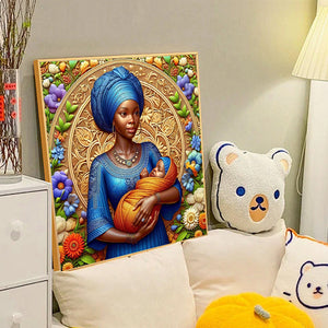 Black Mother And Child 40*40CM(Canvas) Full Round Drill Diamond Painting