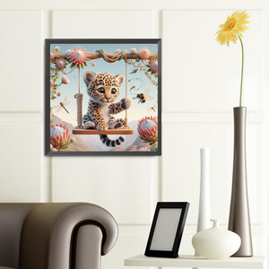 Leopard On A Swing 40*40CM(Canvas) Full Round Drill Diamond Painting