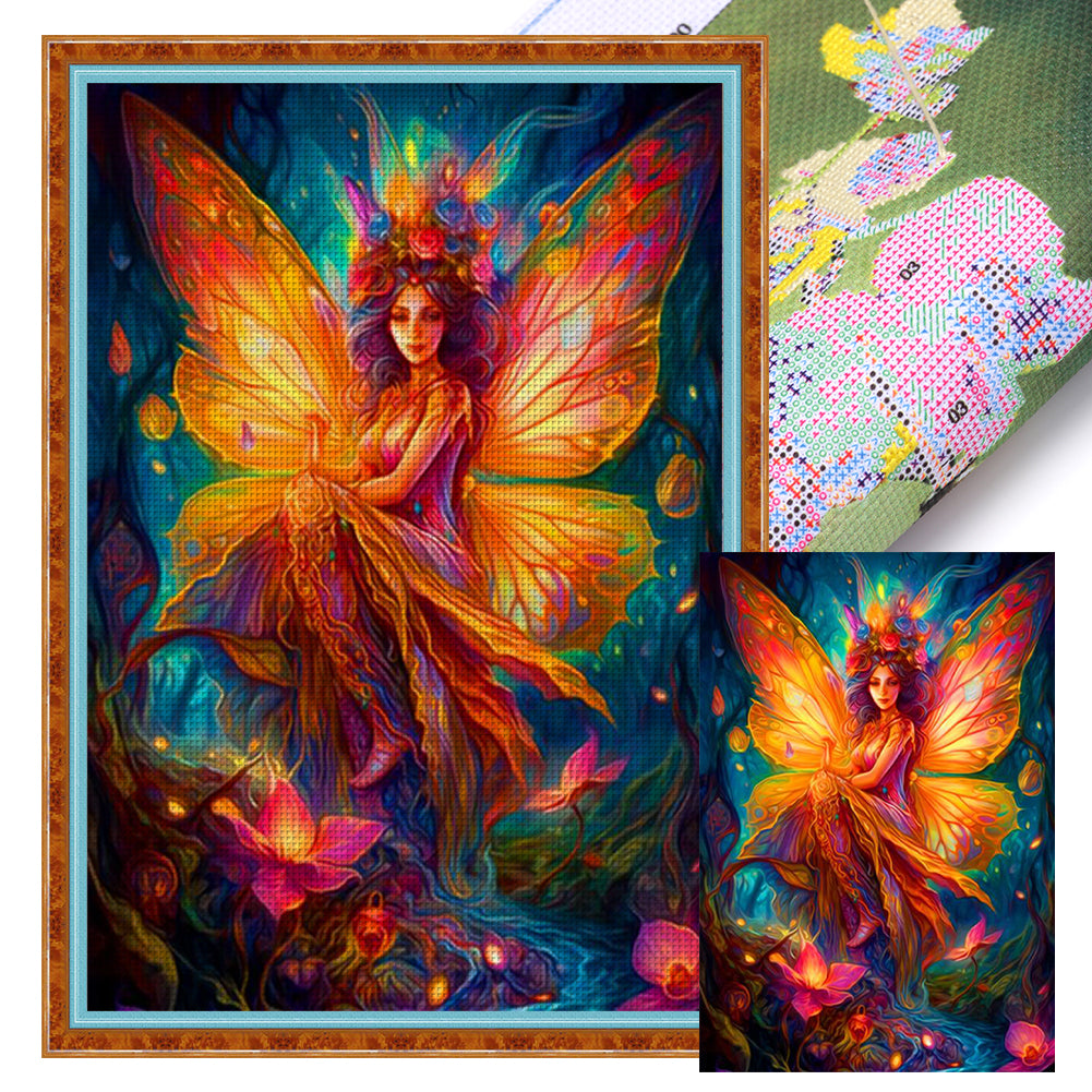 Huancan - Butterfly Queen In The Deep Forest - 50*70CM 11CT 3 Stamped Cross Stitch