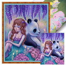 Load image into Gallery viewer, Yishu - Butterfly Girl And Panda - 40*54CM 11CT 3 Stamped Cross Stitch
