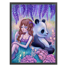 Load image into Gallery viewer, Yishu - Butterfly Girl And Panda - 40*54CM 11CT 3 Stamped Cross Stitch
