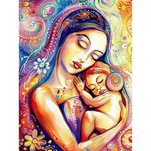 Mother And Baby 30*40CM(Canvas) Full Round Drill Diamond Painting