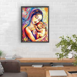 Mother And Baby 30*40CM(Canvas) Full Round Drill Diamond Painting