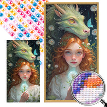Load image into Gallery viewer, Dragon And Red-Haired Girl 40*75CM(Picture) Full Round Drill Diamond Painting
