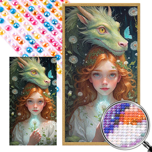 Dragon And Red-Haired Girl 40*75CM(Picture) Full Round Drill Diamond Painting