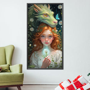 Dragon And Red-Haired Girl 40*75CM(Picture) Full Round Drill Diamond Painting