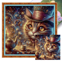 Load image into Gallery viewer, Huancan - Cat In A Top Hat - 45*45CM 14CT 2 Stamped Cross Stitch
