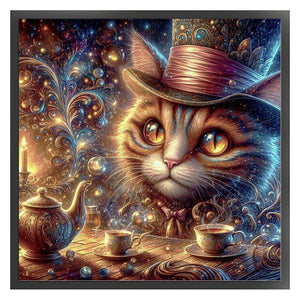 Huancan - Cat In A Top Hat - 45*45CM 14CT 2 Stamped Cross Stitch