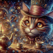 Load image into Gallery viewer, Huancan - Cat In A Top Hat - 45*45CM 14CT 2 Stamped Cross Stitch
