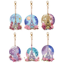 Load image into Gallery viewer, 6Pcs DIY Eiffel Tower Special Shape 5D Diamond Art Keychain for Birthday
