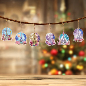6Pcs DIY Eiffel Tower Special Shape 5D Diamond Art Keychain for Birthday