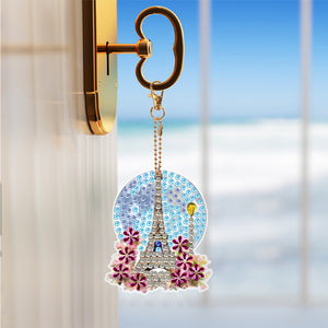 6Pcs DIY Eiffel Tower Special Shape 5D Diamond Art Keychain for Birthday
