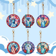 Load image into Gallery viewer, 6Pcs DIY Statue Of Liberty Special Shape 5D Diamond Art Keychain for Birthday
