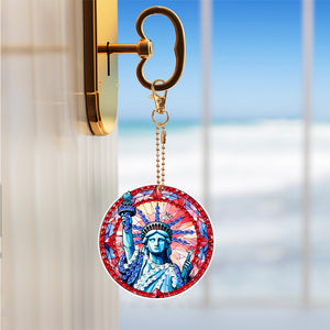 6Pcs DIY Statue Of Liberty Special Shape 5D Diamond Art Keychain for Birthday