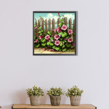 Load image into Gallery viewer, Fence With Flowers 40*40CM(Picture) Full Round Drill Diamond Painting
