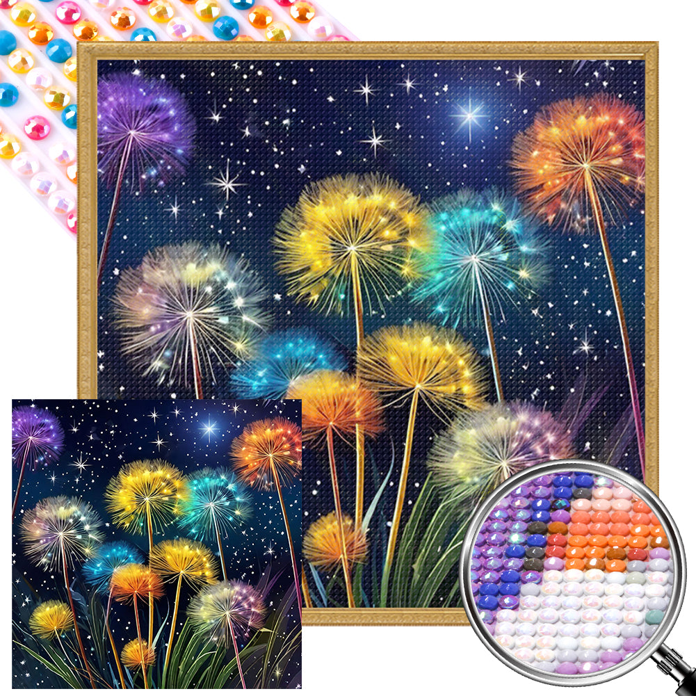 Colorful Dandelions 40*40CM(Picture) Full Round Drill Diamond Painting