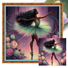 Load image into Gallery viewer, Yishu - Dark-Skinned Ballerina - 50*50CM 11CT 3 Stamped Cross Stitch

