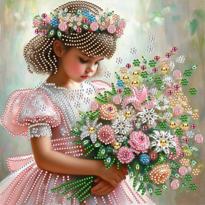 Flower Girl 30*30CM(Canvas) Partial Special Shaped Drill Diamond Painting