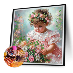 Flower Girl 30*30CM(Canvas) Partial Special Shaped Drill Diamond Painting