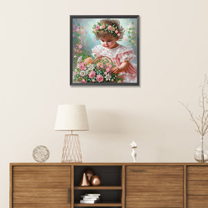 Flower Girl 30*30CM(Canvas) Partial Special Shaped Drill Diamond Painting