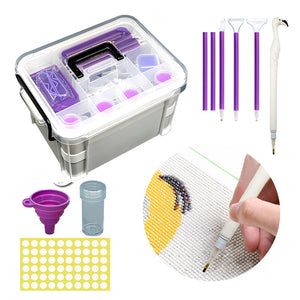 111Pcs DIY Diamond Painting Tools Set Tweezers Art Craft Supplies (Purple)