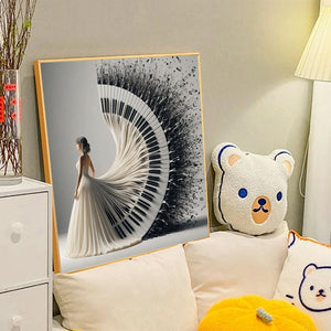 Piano Girl 40*40CM(Canvas) Round Full Drill Diamond Painting