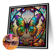 Load image into Gallery viewer, Butterfly Glass Painting 40*40CM(Canvas) Round Full Drill Diamond Painting
