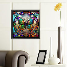 Load image into Gallery viewer, Butterfly Glass Painting 40*40CM(Canvas) Round Full Drill Diamond Painting
