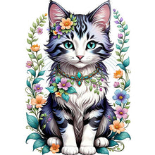 Load image into Gallery viewer, Huancan - Flower Vine Cat - 40*60CM 11CT 3 Stamped Cross Stitch
