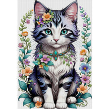 Load image into Gallery viewer, Huancan - Flower Vine Cat - 40*60CM 11CT 3 Stamped Cross Stitch
