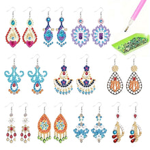 Load image into Gallery viewer, 10 Pairs Double Sided Retro Pattern Holiday Diamond Art Earrings for Women Girls
