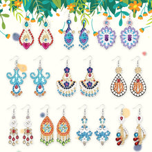 Load image into Gallery viewer, 10 Pairs Double Sided Retro Pattern Holiday Diamond Art Earrings for Women Girls
