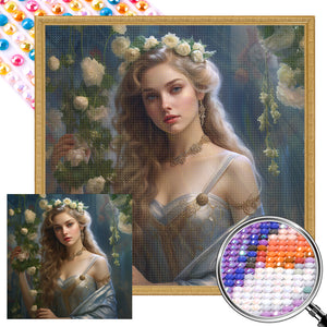 Flower Princess 40*40CM(Picture) Round Full Drill Diamond Painting