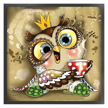 Load image into Gallery viewer, Huancan - Owl Drinking Coffee - 40*40CM 11CT 3 Stamped Cross Stitch
