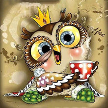 Load image into Gallery viewer, Huancan - Owl Drinking Coffee - 40*40CM 11CT 3 Stamped Cross Stitch
