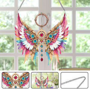 Acrylic Special Shape Colorful Wing Diamond Painting Pendant for Wall Window