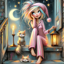 Load image into Gallery viewer, Yishu - Girl In Pajamas - 50*50CM 11CT 3 Stamped Cross Stitch
